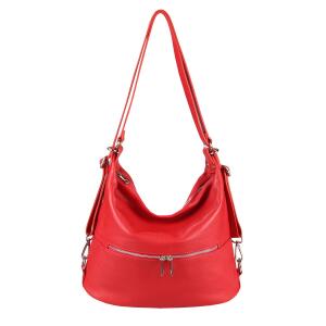 Made in Italy DAMEN echt LEDER 2in1 Handtasche Rucksack Schultertasche CityRucksack Stadtrucksack BackPack Lederrucksack Daypack Ledertasche Rot