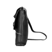 Made in Italy DAMEN LEDER TASCHE Messenger Crossbody Handtasche Schultertasche CrossOver Umhängetasche Shopper Damentasche Überschlagtasche Tablettasche bis ca. 7-9 Zoll Schwarz
