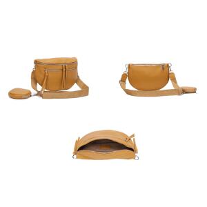 Damen Brusttasche Crossbody Tasche Umhängetasche Hüfttasche Cross-Over Bodybag Schultertasche Bauchtasche Handytasche Kunstleder Grau