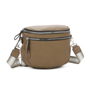 DAMEN TASCHEN Schultertasche Gürteltasche Bodybag Umhängetasche Brusttasche Crossbody Crossover Leder Optik Handtasche Shopper Kunstleder Taupe