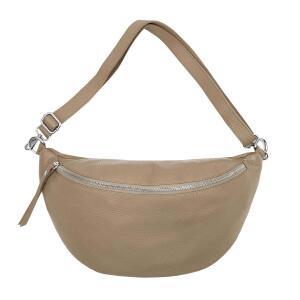 Made in Italy DAMEN echt LEDER TASCHE Brusttasche Gürteltasche Crossbody Unisex Bag Bauchtasche Hüfttasche Umhängetasche Taupe