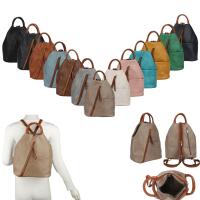 Damen Rucksack Tasche Schultertasche Leder Optik Daypack Backpack Handtasche Tagesrucksack Cityrucksack Apfelgrün