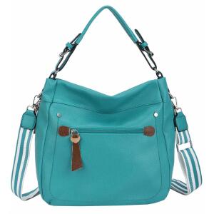 DAMEN TASCHE SHOPPER Hobo-Bag Schultertasche Umhängetasche Handtasche CrossOver Reisetasche Beuteltasche Leder Optik Türkis