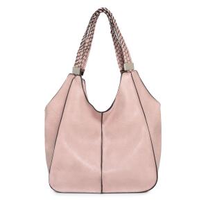 DAMEN XXL Tasche Schultertasche Shopper Businesstasche Umhängetasche Workbag Henkeltasche Reisetasche FLECHTOPTIK Henkel Leder Optik Rosa