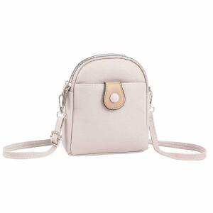 Damen Tasche Crossbody Umhängetasche Bodybag Schultertasche Minibag Handytasche Crossover Kunstleder Handtasche Gürteltasche Abendtasche  Hellgrau