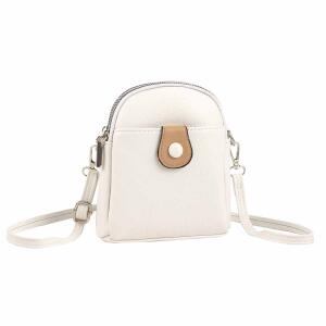 Damen Tasche Crossbody Umhängetasche Bodybag Schultertasche Minibag Handytasche Crossover Kunstleder Handtasche Gürteltasche Abendtasche Weiß