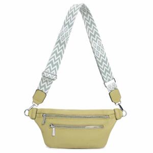 Damen Brusttasche Tasche Crossbody Gürteltasche Umhängetasche Hüfttasche Cross-Over Bodybag Pistazie