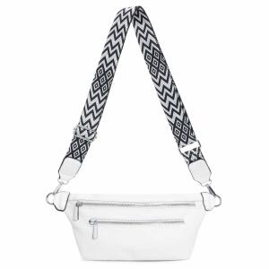 Damen Brusttasche Tasche Crossbody Gürteltasche Umhängetasche Hüfttasche Cross-Over Bodybag Weiß