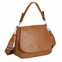Damen Tasche Shopper Hobo Bag Schultertasche Cross Over body Bag Umhängetasche Beuteltasche Handtasche Henkeltasche Leder Optik Cognac