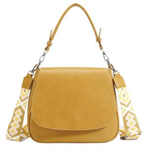Damen Tasche Shopper Hobo Bag Schultertasche Cross Over body Bag Umhängetasche Beuteltasche Handtasche Henkeltasche Leder Optik Gelb