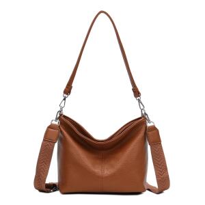 Damen Tasche Shopper Brusttasche Hobo Bag Schultertasche Crossbody Umhängetasche Beuteltasche Handtasche Crossover BodyBag Leder Optik Cognac