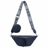 Damen Tasche Brusttasche Crossbody Umhängetasche Handytasche Hüfttasche Cross-Over Bodybag Schultertasche Bauchtasche Gürteltasche Messenger-Tasche Leder Optik Dunkelblau