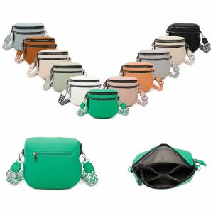 DAMEN TASCHEN Schultertasche Gürteltasche Bodybag Umhängetasche Brusttasche Crossbody Crossover Leder Optik Handtasche Shopper Kunstleder Beige