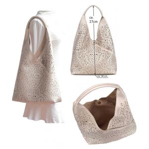 DAMEN TASCHE XXL SET 2in1 Shopper Hobo Bag Schultertasche Cross Over Body Bag Umhängetasche Beuteltasche Handtasche Leder Optik Taupe