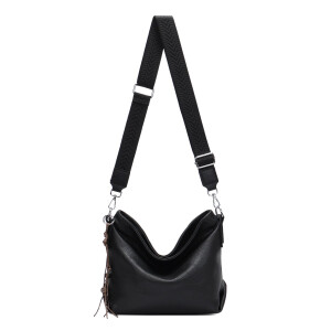 Damen Tasche Shopper Hobo Bags Crossbody Schultertasche Umhängetasche Handtasche Gürteltasche Crossover Kunst Leder Schwarz V1