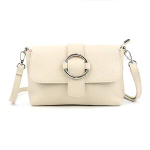 MADE in ITALY Damen LEDER TASCHE Umhängetasche Cross Over Body Messenger Bag Echtleder Ledertasche Schultertasche Brusttasche Hüfttasche Gürteltasche Clutch Abendtasche Beige