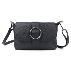MADE in ITALY Damen LEDER TASCHE Umhängetasche Cross Over Body Messenger Bag Echtleder Ledertasche Schultertasche Brusttasche Hüfttasche Gürteltasche Clutch Abendtasche Dunkelblau