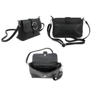 MADE in ITALY Damen LEDER TASCHE Umhängetasche Cross Over Body Messenger Bag Echtleder Ledertasche Schultertasche Brusttasche Hüfttasche Gürteltasche Clutch Abendtasche Dunkelblau