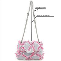 MADE IN ITALY Damen Vintage Jeans Denim Leder Tasche Kettengriff Umhängetasche Clutch Jeanstasche Schultertasche Umhängetasche gesteppte Used Look Cross Over Body Bag