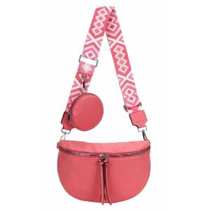 Damen Tasche Crossbody Gürteltasche Brusttasche Umhängetasche Hüfttasche Crossover Bauchtasche Bodybag Schultertasche Handytasche Kunstleder Coral