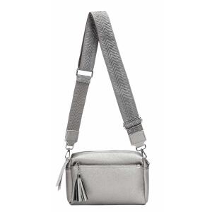 DAMEN TASCHE Cross Over Body Bag Brusttasche Umhängetasche Schultertasche Brieftasche Smartphone Geldtasche Abend Handy Clutch Silber 2xFach