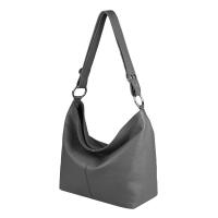Damen Leder Tasche Shopper Hobo-Bags Schultertasche Umhängetasche Handtasche Henkeltasche Ledertasche Damentasche Grau