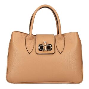 Made in Italy Damen Echt Leder Tasche Business Shopper Glattleder Henkeltasche Schultertasche Handtasche Ledertasche Umhängetasche Hobo Tote Bag Cognac (Glattleder)