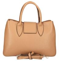 Made in Italy Damen Echt Leder Tasche Business Shopper Glattleder Henkeltasche Schultertasche Handtasche Ledertasche Umhängetasche Hobo Tote Bag Cognac (Glattleder)