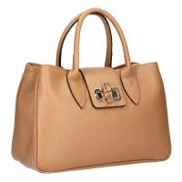Made in Italy Damen Echt Leder Tasche Business Shopper Glattleder Henkeltasche Schultertasche Handtasche Ledertasche Umhängetasche Hobo Tote Bag Cognac (Glattleder)