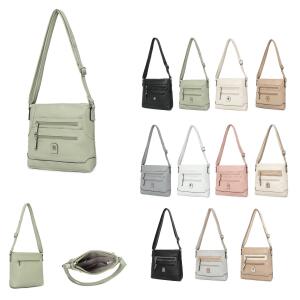 Damen Tasche Schultertasche Shopper Leder Optik Crossbody Umhängetasche Crossover Beuteltasche Reisetasche Taupe