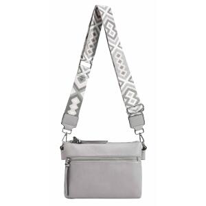 DAMEN TASCHE BodyBag Crossover Brusttasche Schultertasche Crossbody Brieftasche Smartphone Geldtasche Umhängetasche Messenger Handtasche Clutch Grau