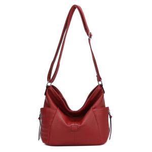 DAMEN TASCHE Shopper Schultertasche Umhängetasche Crossbody Henkeltasche CrossOver Beuteltasche Handtasche Hobo Bag Reise Kunst-Leder Dunkelrot