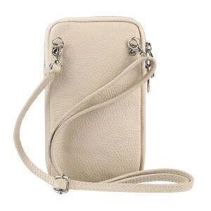 Made in Italy Damen Leder Tasche Handytasche Umhängetasche Geldbörse Schultertasche Brieftasche Smartphone Geldtasche Ledertasche Crossbody Abendtasche Handy bis 6,5 Zoll Beige