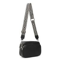 Damen Tasche Crossbody Hüfttasche Brusttasche Umhängetasche Bodybag Cross Over Schultertasche Handytasche Gürteltasche Handtasche Freizeit Reise Leder Optik Schwarz