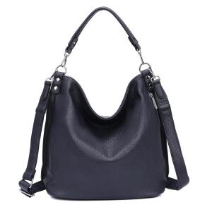 XXL Damen Tasche mit 2 Gürtel Shopper Schultertasche Umhängetasche Hobo Bag Reisetasche Handtasche für Schule Freizeit Beuteltasche Urlaub Weekender Leder Optik Dunkelblau V1