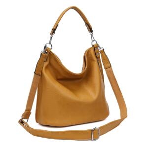 XXL Damen Tasche mit 2 Gürtel Shopper Schultertasche Umhängetasche Hobo Bag Reisetasche Handtasche für Schule Freizeit Beuteltasche Urlaub Weekender Leder Optik Senfgelb