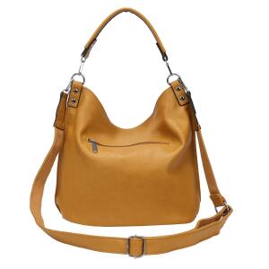 XXL Damen Tasche mit 2 Gürtel Shopper Schultertasche Umhängetasche Hobo Bag Reisetasche Handtasche für Schule Freizeit Beuteltasche Urlaub Weekender Leder Optik Senfgelb
