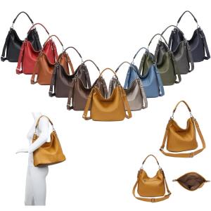 XXL Damen Tasche mit 2 Gürtel Shopper Schultertasche Umhängetasche Hobo Bag Reisetasche Handtasche für Schule Freizeit Beuteltasche Urlaub Weekender Leder Optik Grau