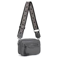 Damen Tasche Umhängetasche Brusttasche Cross Over body Bag Gürteltasche Schultertasche Bauchtasche Hüfttasche Abend Freizeit Reise Leder Optik Grau