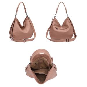 Damen Tasche XXL Shopper Hobo Bag Schultertasche Crossbody Umhängetasche Beuteltasche Handtasche Crossover Leder Optik Cognac V1