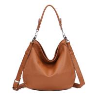Damen Tasche XXL Shopper Hobo Bag Schultertasche Crossbody Umhängetasche Beuteltasche Handtasche Crossover Leder Optik Cognac V1