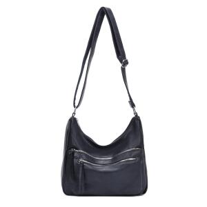 DAMEN TASCHE SHOPPER Schultertasche Umhängetasche Crossbody Hobo Bag Henkeltasche Beuteltasche CrossOver Handtasche City Bag Reise  Leder Optik Dunkelblau
