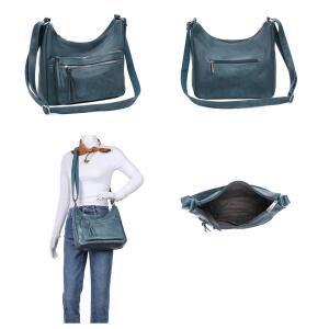 DAMEN TASCHE SHOPPER Schultertasche Umhängetasche Crossbody Hobo Bag Henkeltasche Beuteltasche CrossOver Handtasche City Bag Reise  Leder Optik Schokobraun