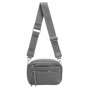 DAMEN TASCHE Crossbody Schultertasche Crossover Bodybag Brusttasche Umhängetasche Brieftasche Smartphone Geldtasche Abend Handy Clutch Leder Optik Grau