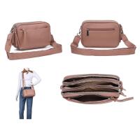 DAMEN TASCHE Crossbody Schultertasche Crossover Bodybag Brusttasche Umhängetasche Brieftasche Smartphone Geldtasche Abend Handy Clutch Leder Optik Taupe