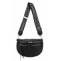 ITALYSHOP24 Damen Tasche Umhängetasche Brusttasche Muster Gürtel Bauchtasche Crossbody Gürteltasche Hüfttasche Crossover Bodybag Schultertasche Handytasche Leder Optik Schwarz.M