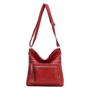 DAMEN TASCHE Umhängetasche Crossbody Shopper Schultertasche Hobo Bag Beuteltasche CrossOver Handtasche City Bag Henkeltasche Reise Leder Optik Rot