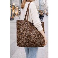 XXL Damen Leo Tasche Shopper Schultertasche Handtasche Leopard Print Umhängetasche Beuteltasche Weekender Tragetasche Reisetasche Shopping Canvas Tote Bag