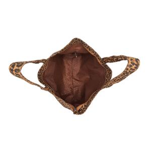XXL Damen Leo Tasche Shopper Schultertasche Handtasche Leopard Print Umhängetasche Beuteltasche Weekender Tragetasche Reisetasche Shopping Canvas Tote Bag Khaki