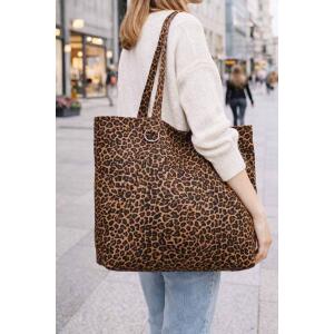 XXL Damen Leo Tasche Shopper Schultertasche Handtasche Leopard Print Umhängetasche Beuteltasche Weekender Tragetasche Reisetasche Shopping Canvas Tote Bag Coffee